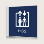 Flaggskylt Hiss Mörkblå 150 x 150 mm