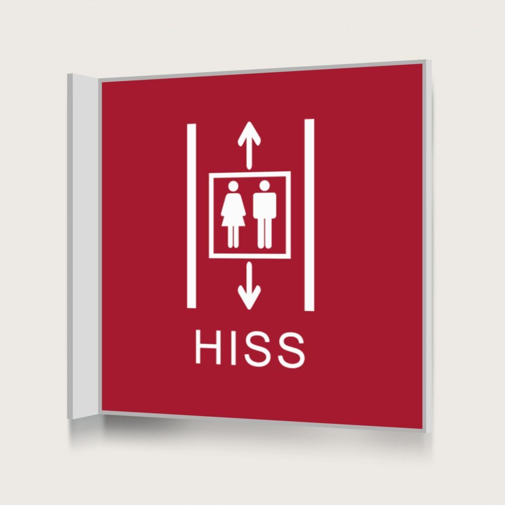 Flaggskylt Hiss 2 Röd 150 x 150 mm