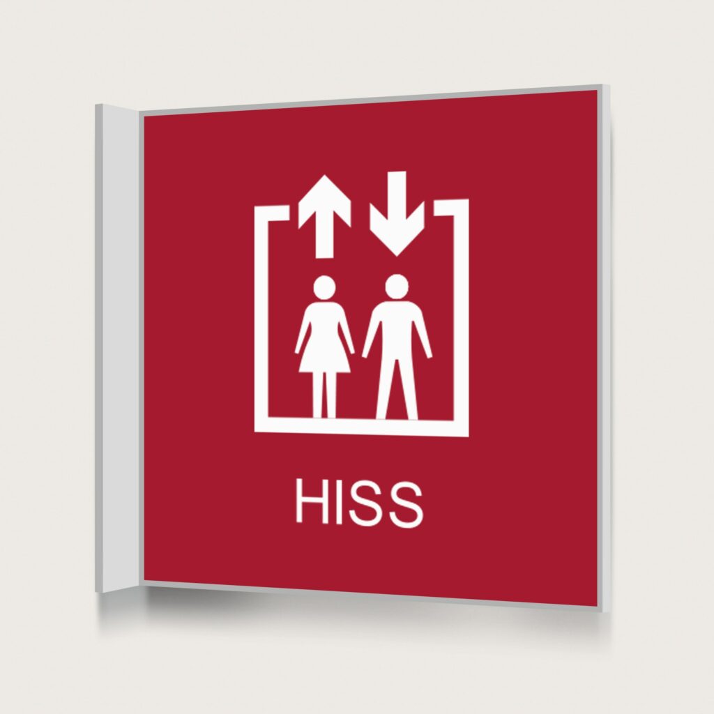 Flaggskylt Hiss Röd 150 x 150 mm