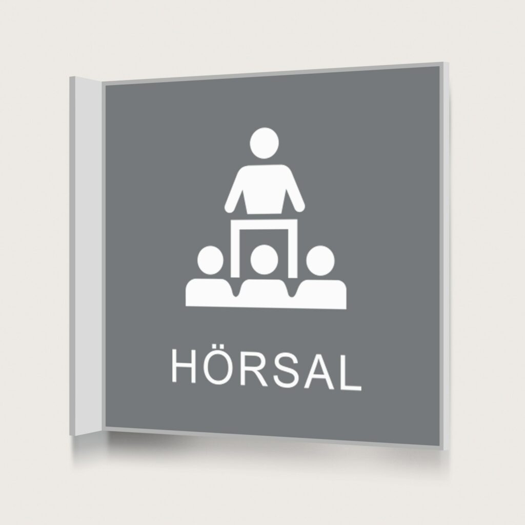 Flaggskylt Hörsal Grå 150 x 150 mm