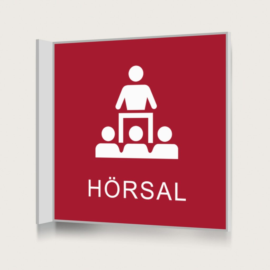 Flaggskylt Hörsal Röd 150 x 150 mm