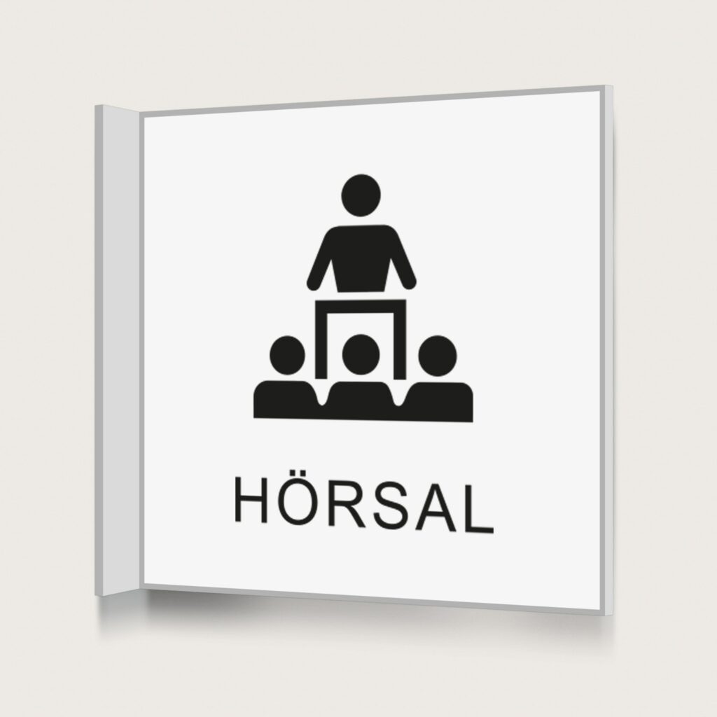 Flaggskylt Hörsal Vit 150 x 150 mm