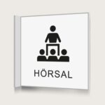 Flaggskylt Hörsal Vit 150 x 150 mm