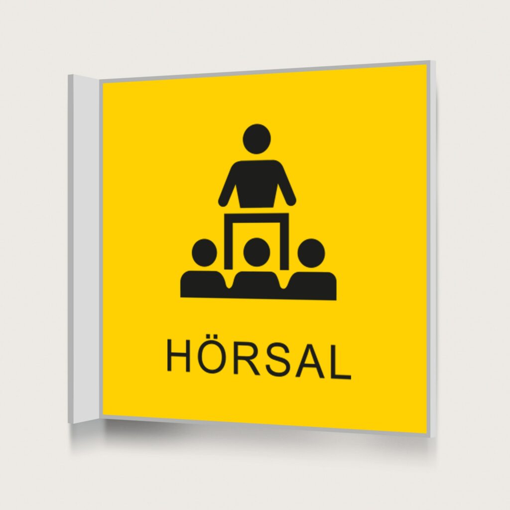 Flaggskylt Hörsal Gul 150 x 150 mm