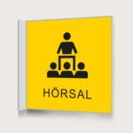 Flaggskylt Hörsal Gul 150 x 150 mm