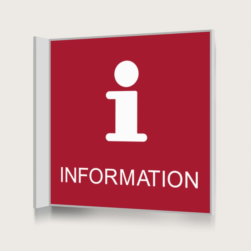 Flaggskylt Information Röd 150 x 150 mm