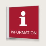 Flaggskylt Information Röd 150 x 150 mm