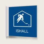 Flaggskylt Ishall Blå 150 x 150 mm