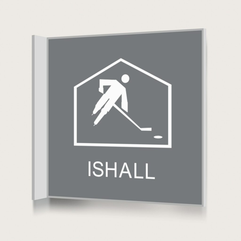 Flaggskylt Ishall Grå 150 x 150 mm