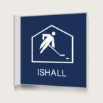 Flaggskylt Ishall Mörkblå 150 x 150 mm