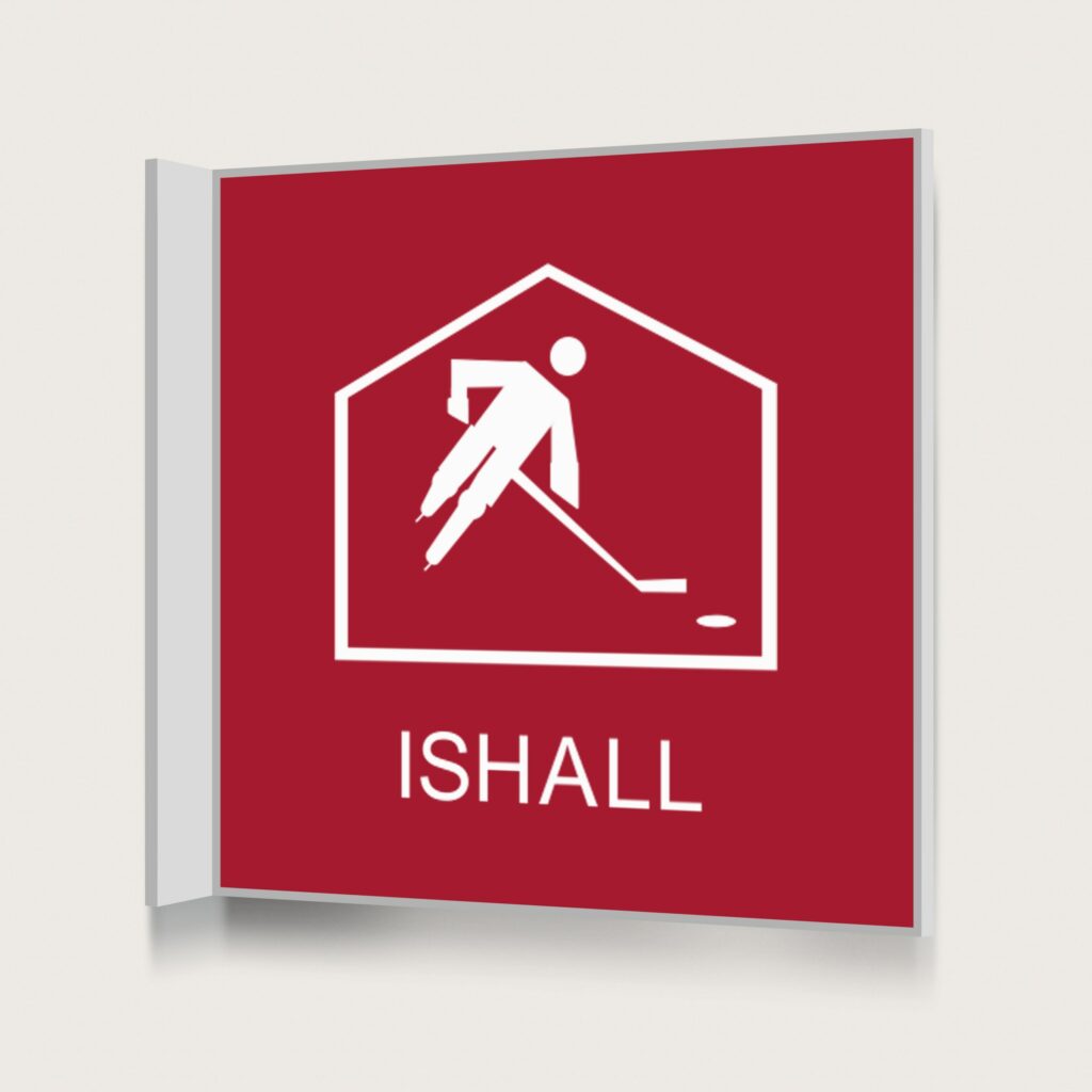 Flaggskylt Ishall Röd 150 x 150 mm