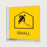 Flaggskylt Ishall Gul 150 x 150 mm