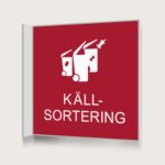 Flaggskylt Källsortering Röd 150 x 150 mm