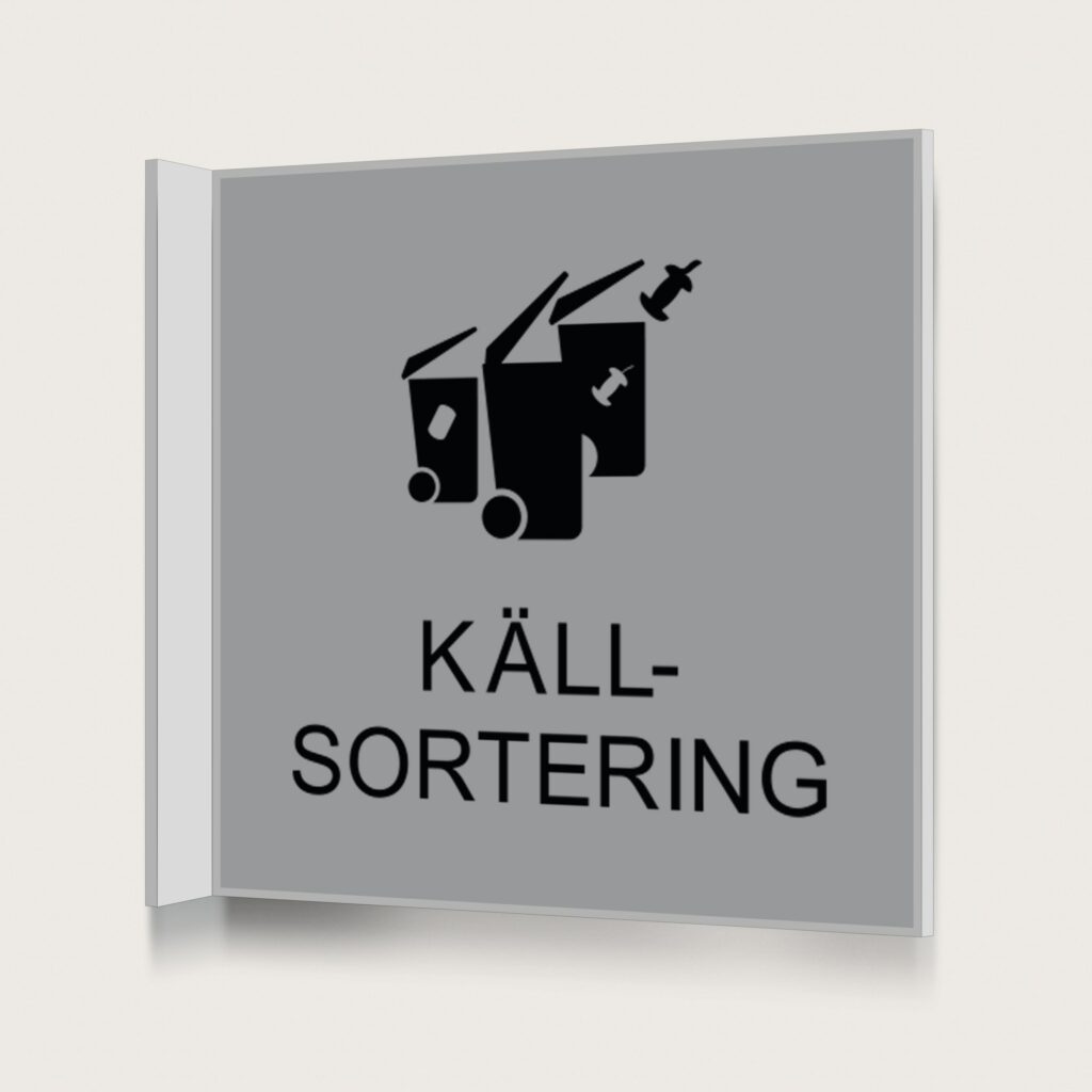 Flaggskylt Källsortering Silver 150 x 150 mm
