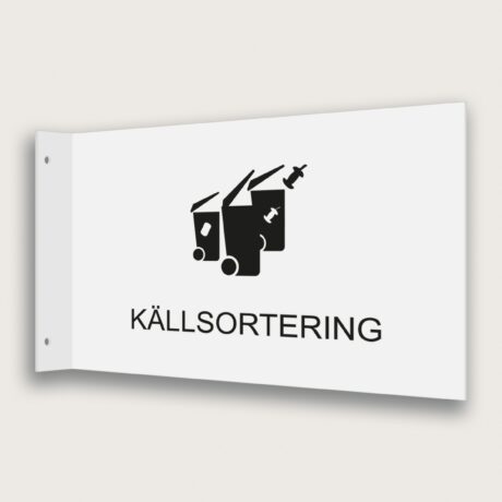 Flaggskylt Källsortering Vit 295 x 180 mm