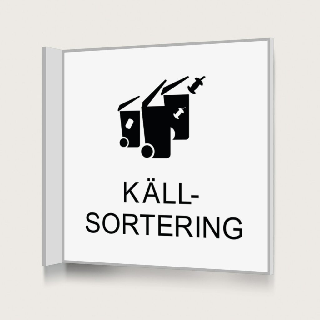 Flaggskylt Källsortering Vit 150 x 150 mm