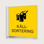 Flaggskylt Källsortering Gul 150 x 150 mm
