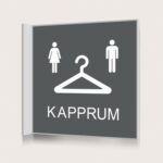 Flaggskylt Kapprum Dam och Herr Charcoal 150 x 150 mm