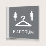 Flaggskylt Kapprum Dam och Herr Grå 150 x 150 mm