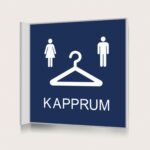 Flaggskylt Kapprum Dam och Herr Mörkblå 150 x 150 mm