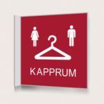 Flaggskylt Kapprum Dam och Herr Röd 150 x 150 mm