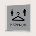 Flaggskylt Kapprum Dam och Herr Silver 150 x 150 mm