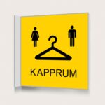 Flaggskylt Kapprum Dam och Herr Gul 150 x 150 mm