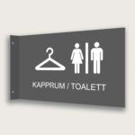 Flaggskylt Kapprum Toalett Grå 295 x 180 mm