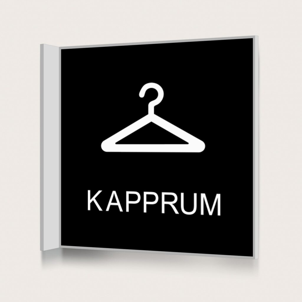 Flaggskylt Kapprum Svart 150 x 150 mm