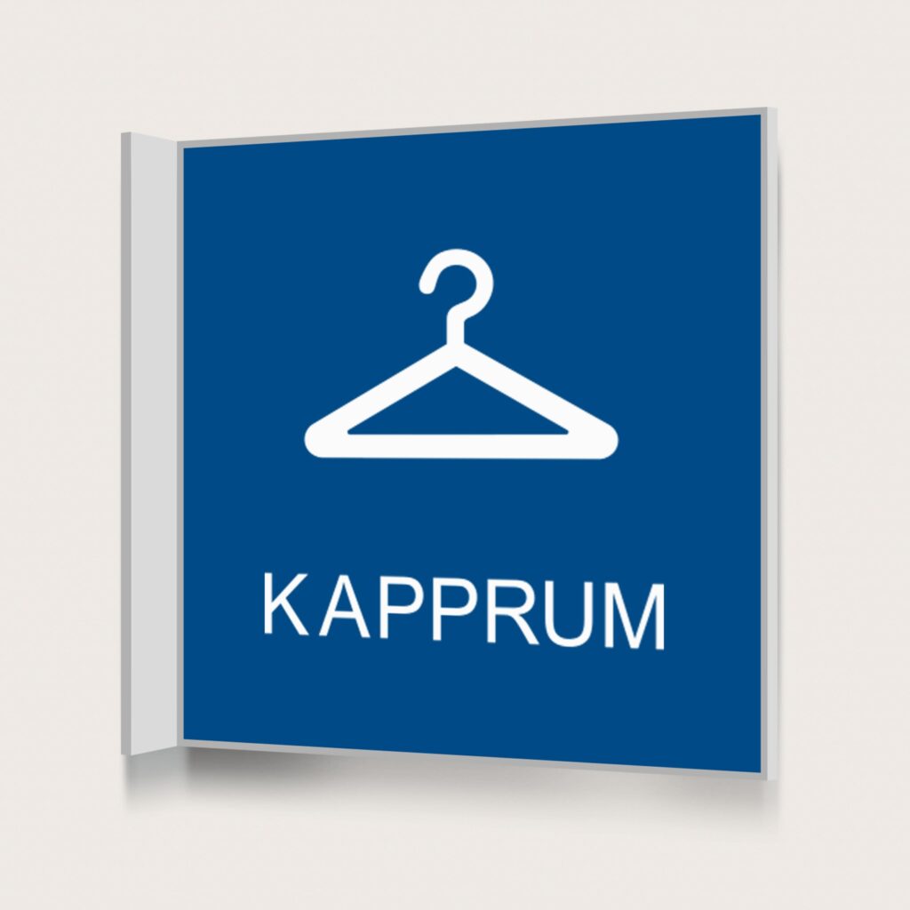 Flaggskylt Kapprum Blå 150 x 150 mm