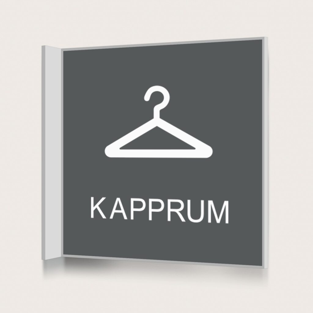 Flaggskylt Kapprum Charcoal 150 x 150 mm