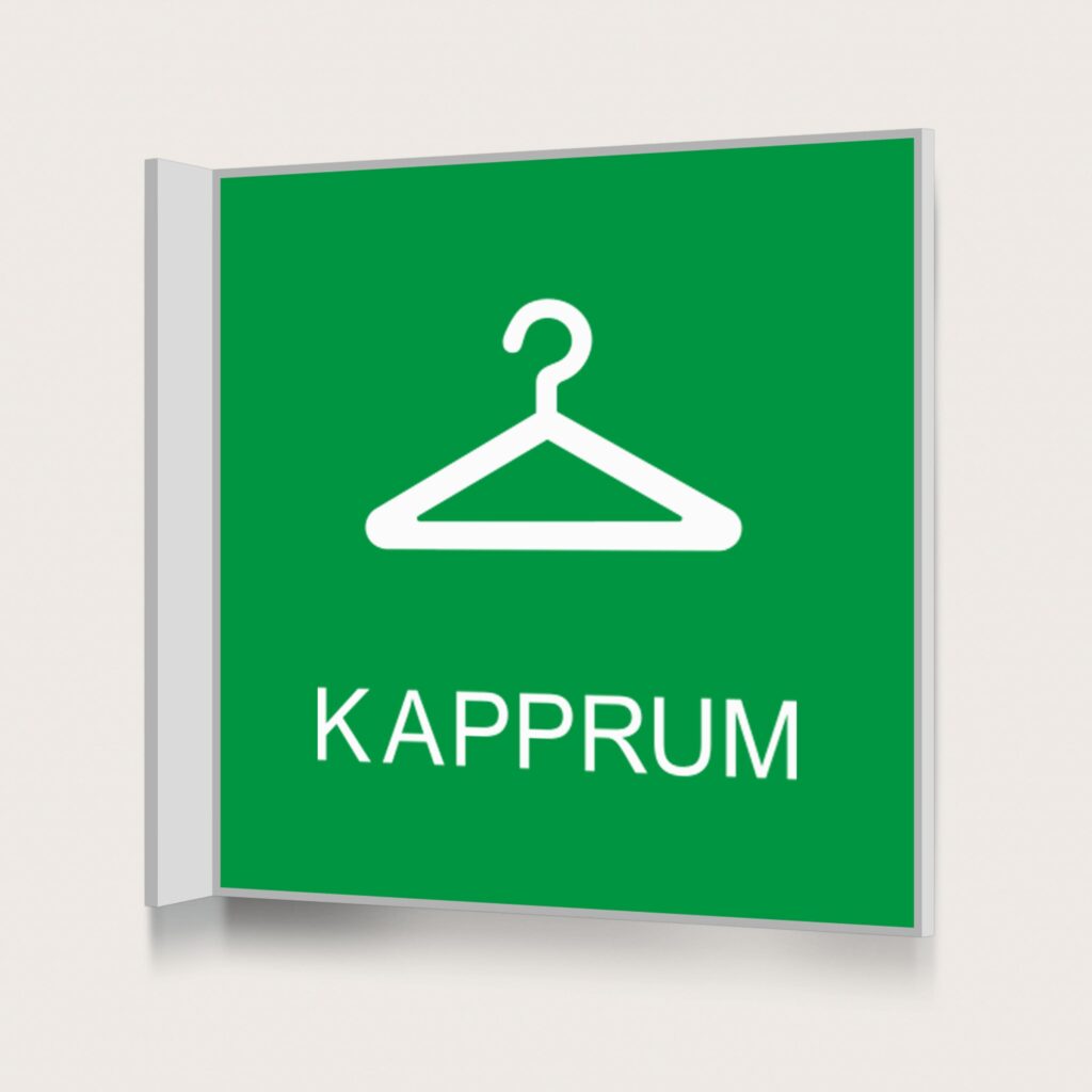 Flaggskylt Kapprum Grön 150 x 150 mm