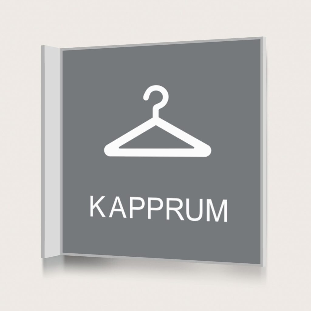 Flaggskylt Kapprum Grå 150 x 150 mm