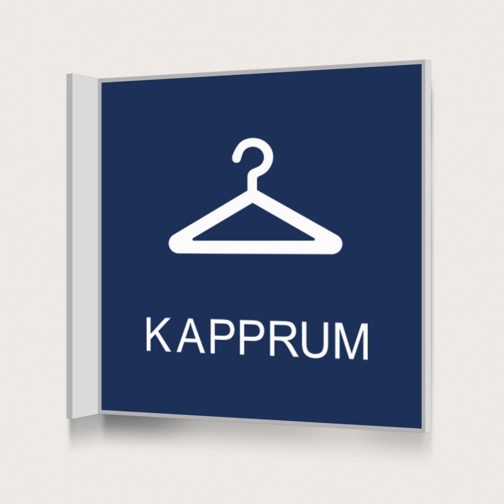 Flaggskylt Kapprum Mörkblå 150 x 150 mm