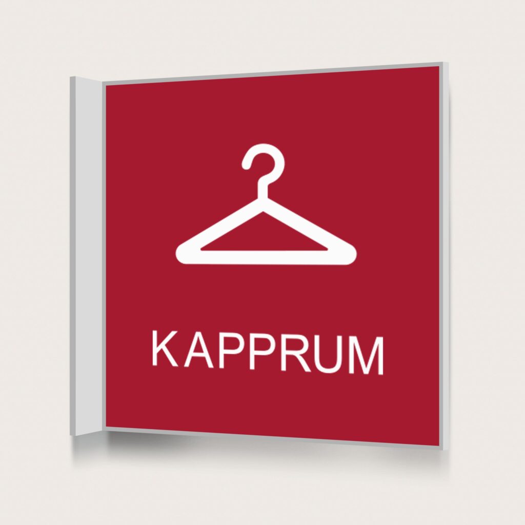 Flaggskylt Kapprum Röd 150 x 150 mm
