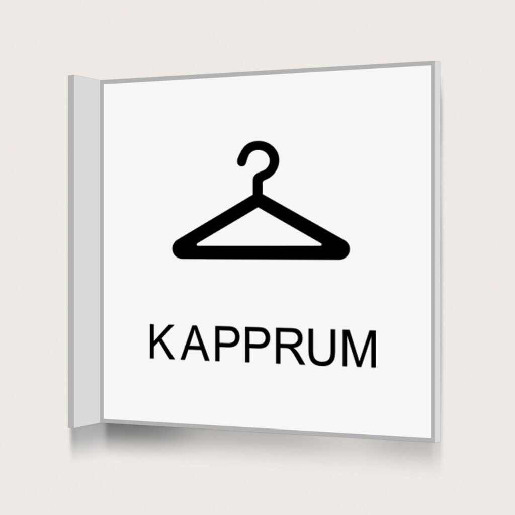Flaggskylt Kapprum Vit 150 x 150 mm