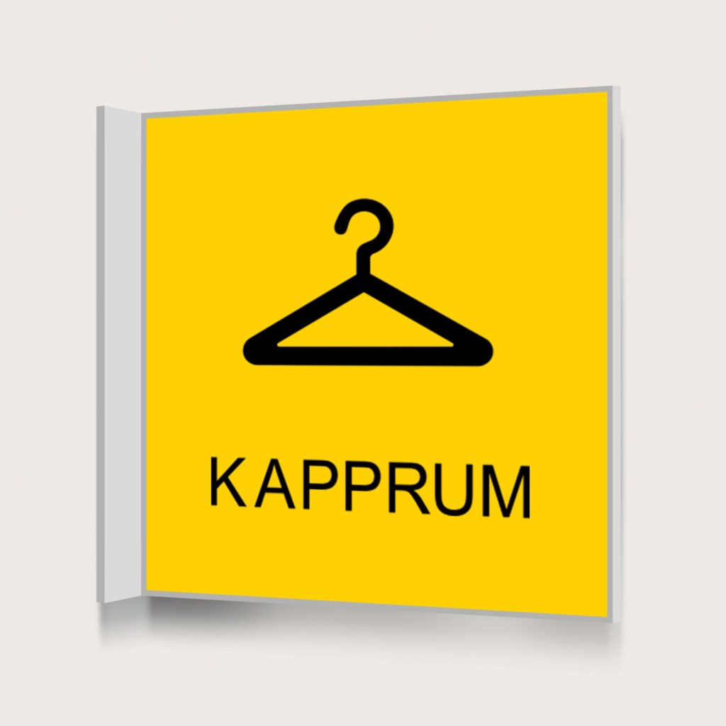 Flaggskylt Kapprum Gul 150 x 150 mm