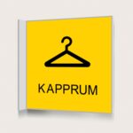 Flaggskylt Kapprum Gul 150 x 150 mm