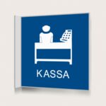 Flaggskylt Kassa Blå 150 x 150 mm