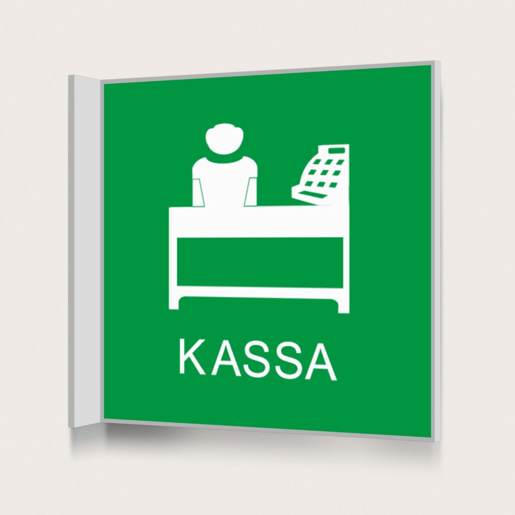 Flaggskylt Kassa Grön 150 x 150 mm