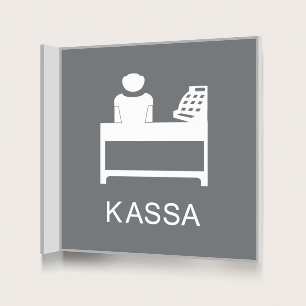 Flaggskylt Kassa Grå 150 x 150 mm