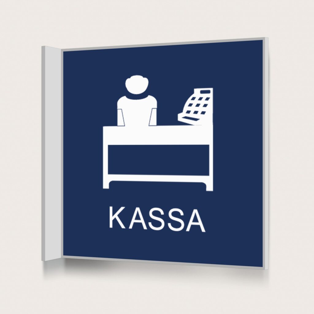 Flaggskylt Kassa Mörkblå 150 x 150 mm