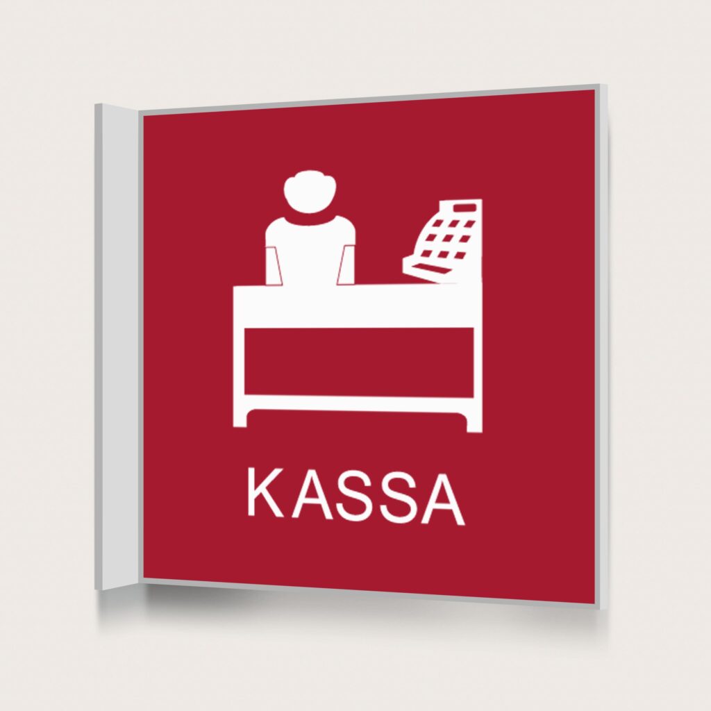 Flaggskylt Kassa Röd 150 x 150 mm