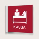 Flaggskylt Kassa Röd 150 x 150 mm