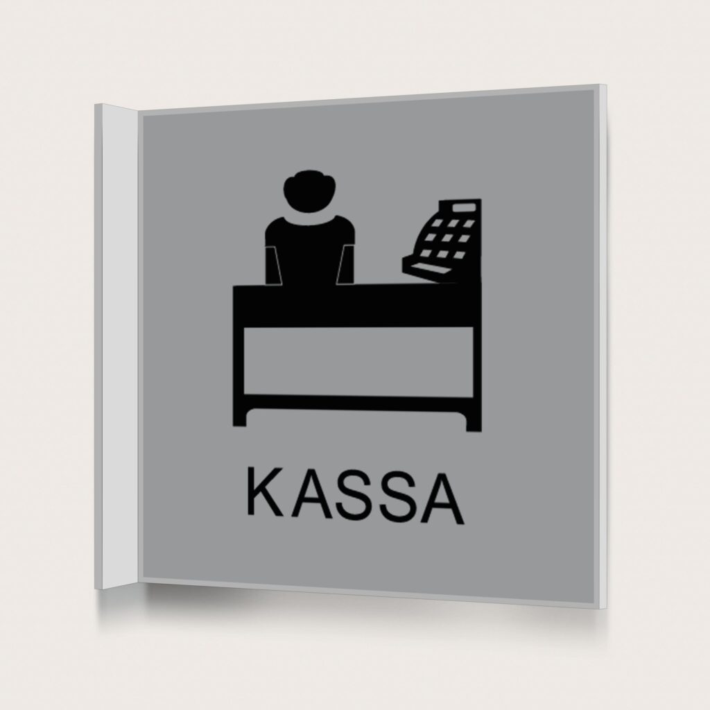 Flaggskylt Kassa Silver 150 x 150 mm