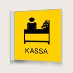 Flaggskylt Kassa Gul 150 x 150 mm