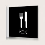 Flaggskylt Kök Svart 150 x 150 mm