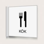 Flaggskylt Kök Vit 150 x 150 mm
