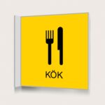 Flaggskylt Kök Gul 150 x 150 mm