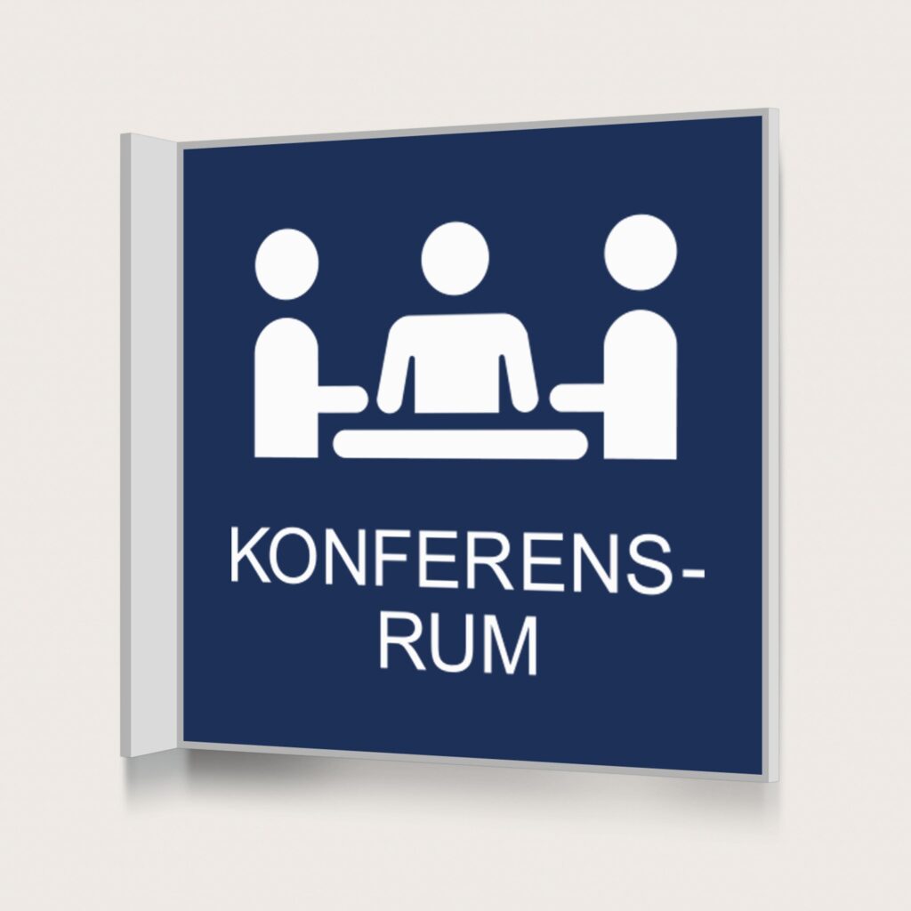 Flaggskylt Konferensrum Mörkblå 150 x 150 mm